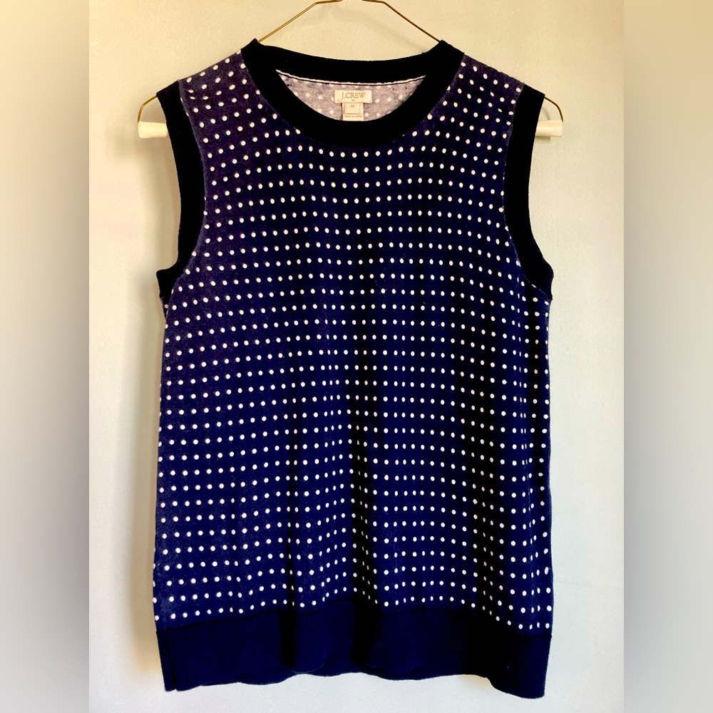 J. Crew Navy White Dot Sweater Vest